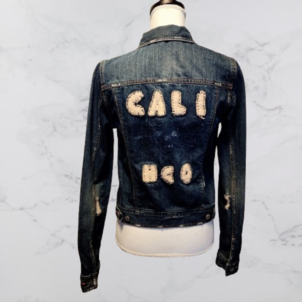 Hollister Cali HCO Skull Crossbones Denim Jean Jacket Medium